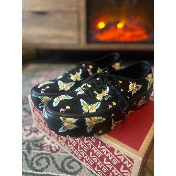Vans Shoes - Vans Authentic Stac Women 8 Black Excellent Butterfly Platform Sneakers